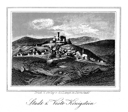 Ansicht von Stadt und Burg Königstein, 1862