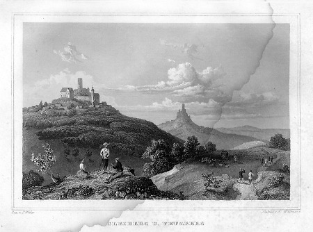 Ansicht der Burgen Gleiberg und Vetzberg, 1849