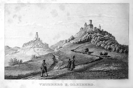 Ansicht der Burgen Gleiberg und Vetzberg, 1853