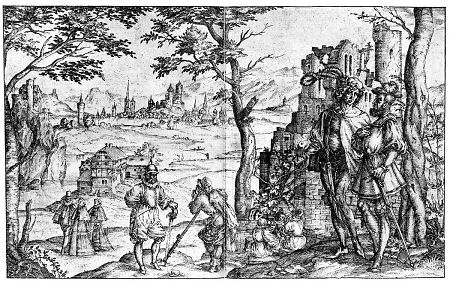 Idealisierte Landschaft mit Burgen, Schlössern und bäuerlichen Behausungen des Mittelgebirgsraumes, 1591