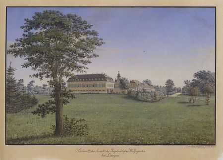 Ansicht des Jagdschlosses Wolfsgarten, 1848