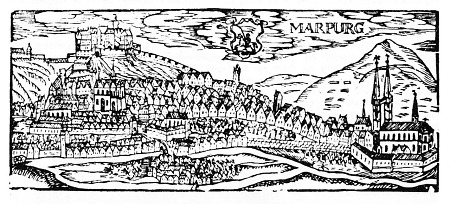 Ansicht auf einem Marburger Gesellenbrief, um 1769