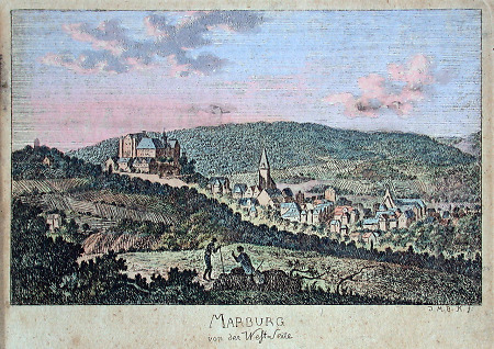 Westansicht von Marburg, um 1800