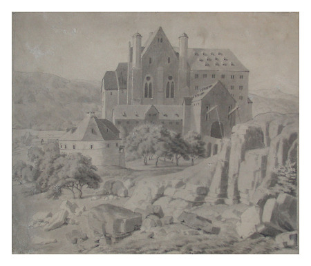 Ansicht des Schlosses von der Nordwestseite, Anfang 19. Jahrhundert