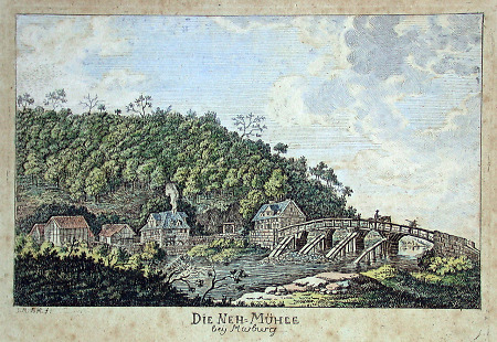 Ansicht der Nehmühle nahe Marburg, um 1800