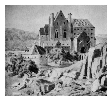 Blick auf das Schloss über gesprengten Befestigungen, um 1810