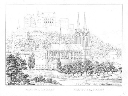 Ansicht der Elisabethkirche und Teile der Stadt von Nordosten, 1822