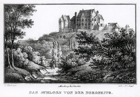 Das Marburger Schloss von der Nordseite, um 1830