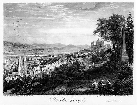 Blick auf Marburg von der Augustenhöhe, 1839