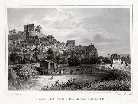 Marburg von der Morgenseite, 1850