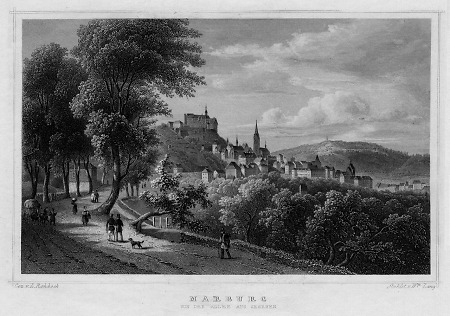 Südwestansicht von Marburg, 1850