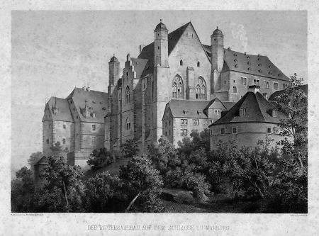 Nordwestansicht des Marburger Schlosses, 1862