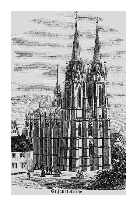 Ansicht der Elisabethkirche, um 1865
