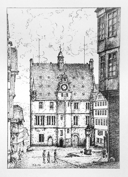 Blick auf Marktplatz und Rathaus, 1879