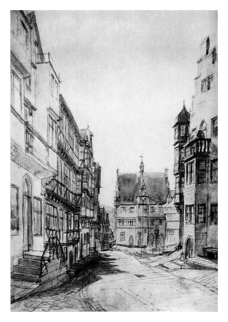 Blick vom Obermarkt auf das Rathaus, 1885