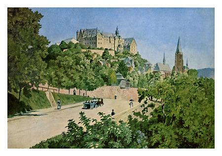 Vor dem Barfüßertor: Blick auf Schloss, Kugelkirche und Lutherische Pfarrkirche, 1885