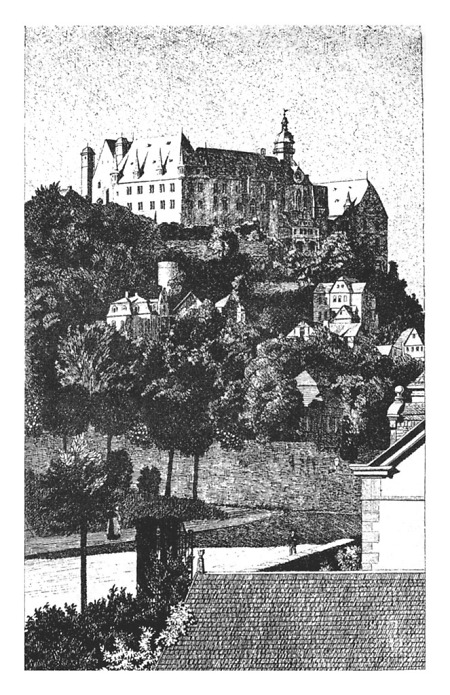 Schloss mit Bettinaturm und Forsthof, 1887