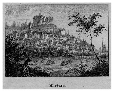 Ansicht Marburgs von Südosten, 19. Jahrhundert