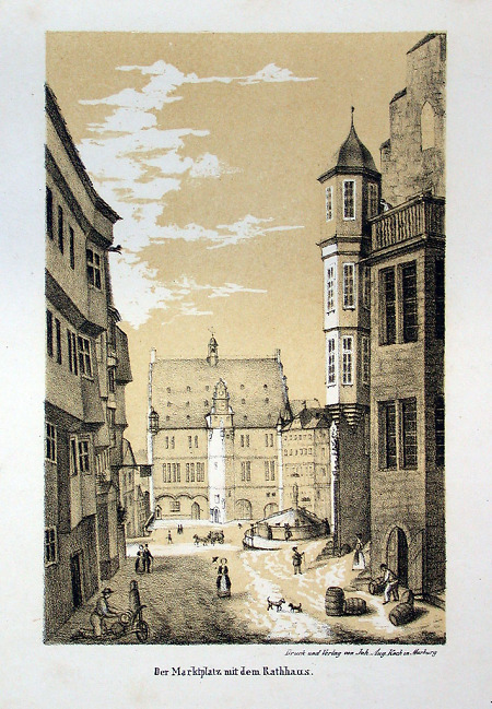 Ansicht von Marktplatz und Rathaus, Mitte 19. Jahrhundert
