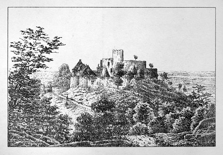 Ansicht der Burg Frankenstein, 19. Jahrhundert