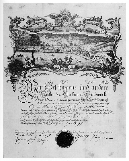 Ansicht von Neckarsteinach auf einer Gesellenkundschaft, 1795