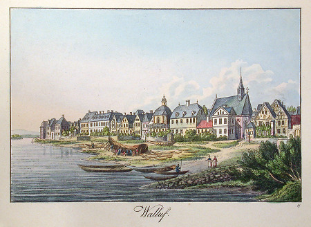 Ansicht von Niederwalluf von der Rheinseite, 1829