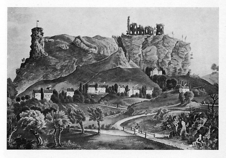 Ansicht von Dorf und Klosterruine Ober-Werbe, 1863