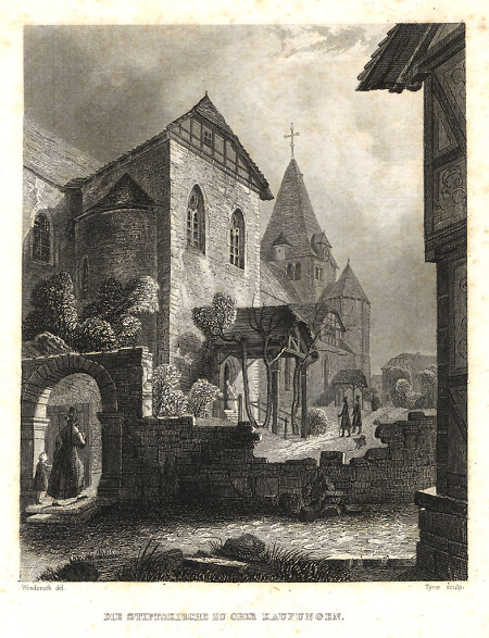 Ansicht der Stiftskirche Oberkaufungen, 1850