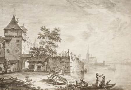 Ansicht des Klosterhofs mit Martinskirche im Hintergrund, um 1760