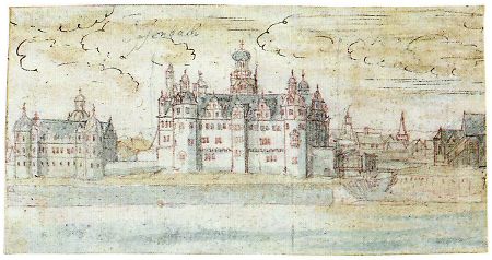 Das Schloss Offenbach vom Main aus gesehen, 1632