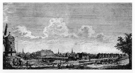 Ansicht Offenbachs von Nordwesten (vermutl. Ausschnitt), 1787