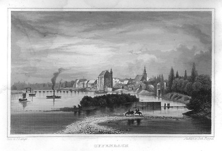 Ansicht Offenbachs vom Main aus, 1849
