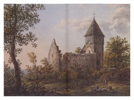 Ansicht der Kirchenruine in Rehbach, um 1815