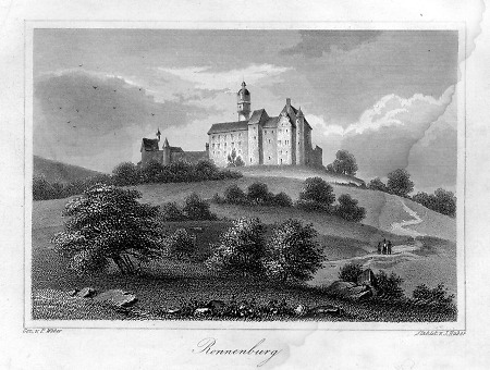 Ansicht der Burg Ronneburg, 1849