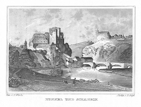 Ansicht von Runkel mit Schloss Schadeck, 1862