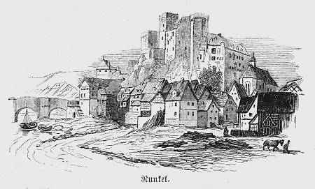 Ansicht von Burg und Stadt Runkel, um 1865