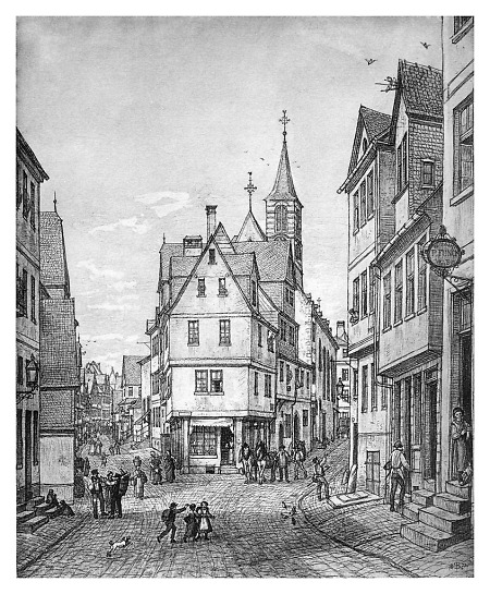Blick in die Löher- und Dreikönigsgasse, 1872