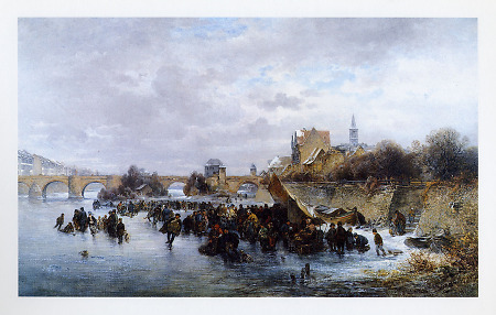 Ansicht des zugefrorenen Mains mit Sachsenhausen, 1876