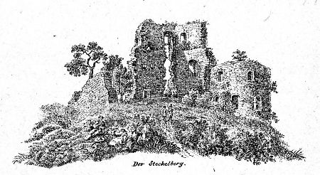 Ansicht der Ruine Steckelberg-Huttenburg, 1836