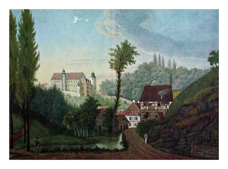Ansicht von Kressenstein und Schloss Schönberg, nach 1820