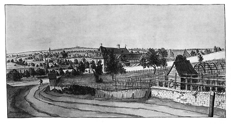 Ansicht auf Seckbach und Bergen vom Sachsenhäuser Berg aus, 1772