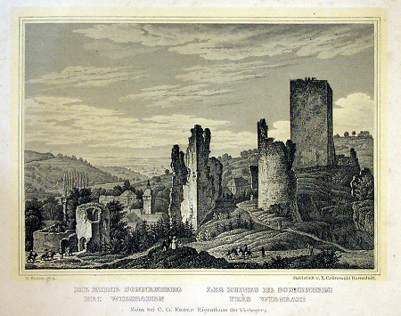 Ansicht der Burgruine Sonnenberg, um 1833