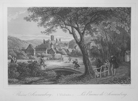 Ansicht von Sonnenberg mit Burgruine, 1844