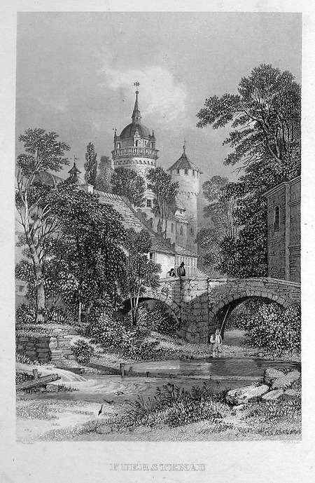 Ansicht von Schloss Fürstenau in Michelbach-Steinbach, Mitte 19. Jahrhundert