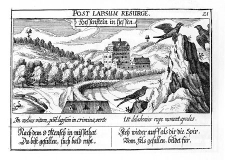 Ansicht der Burg Hessenstein, 1631