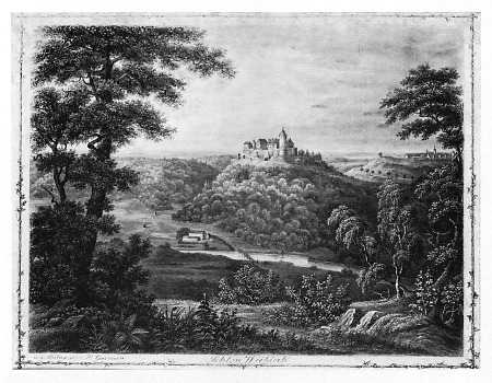 Südansicht von Burg Waldeck, um 1870