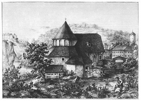 Die Heiliggrabkapelle von Weilburg, um 1830