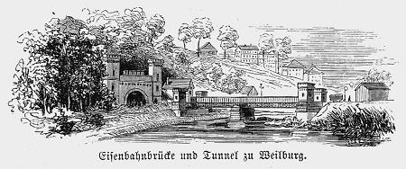 Ansicht von Tunnel und Eisenbahnbrücke, um 1865