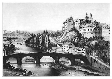 Ansicht von Weilburg mit Lahnbrücke, 1866