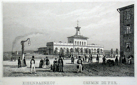 Ansicht des Wiesbadener Bahnhofs, um 1840